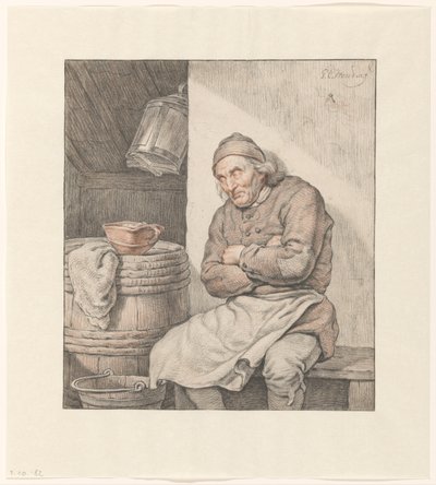 Sittende, sovende mann av Pieter Christoffel Wonder