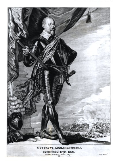 Portrett av Gustavus Adolphus den store, svenskenes konge (1592-1632), 1650 av Pieter Claesz Soutman