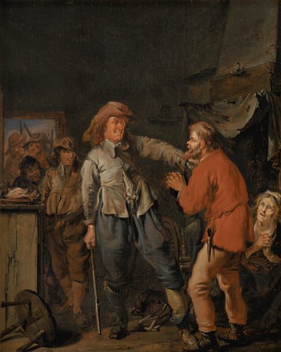 Soldater bryter inn i en bondehytte av Pieter Codde