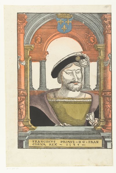Portrett av Frans I av Frankrike Francis primus - d g . francorum rex (tittel på objekt) av Pieter Coecke van Aelst (I) (circle of)