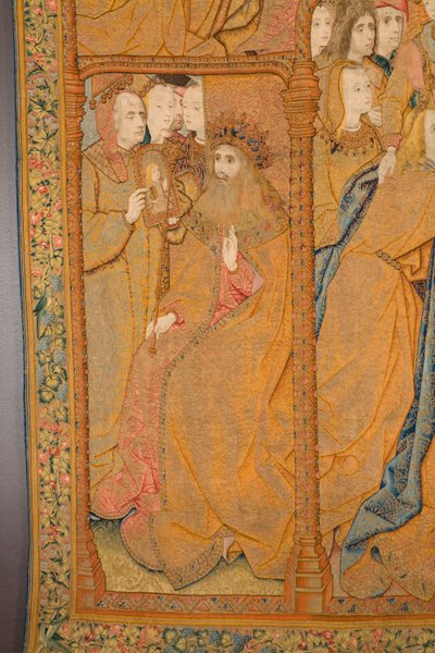 flamsk billedvev. Kunngjøring. Detalj, ca. 1502-04 (gull, sølv, silke og ull) av Pieter Coecke van Aelst