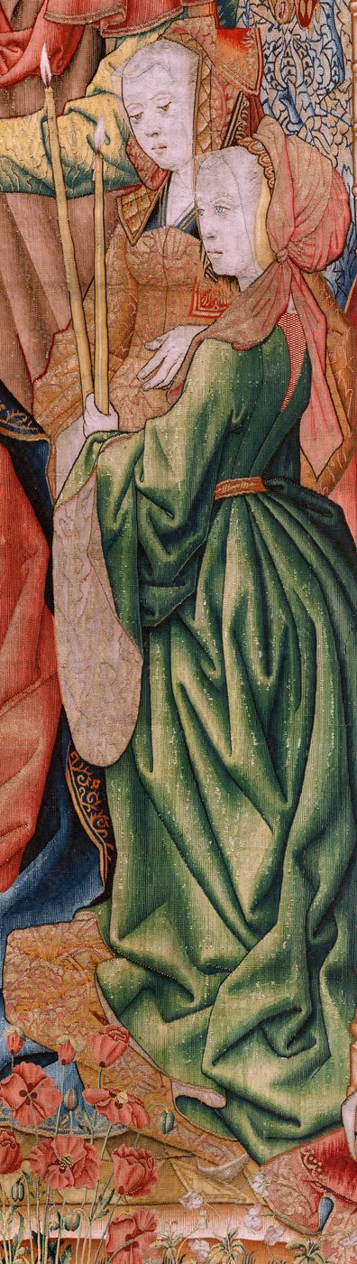 flamsk billedvev. Serie Episoder fra Jomfruens liv; Presentasjon ved tempelet (Presentación en el Templo). Andre billedvev i serien. Modeller tilskrevet Jan van Roome (eller van Brussel). Produksjon Pieter van Aelst, Brussel. Ca 1502-1504. av Pieter Coecke van Aelst