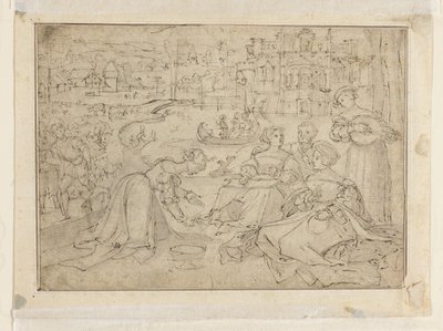 Recto- April måned (figurer i en park nær et slott); Verso- Ungdom fra The Three Ages of Man av Pieter Coecke van Aelst