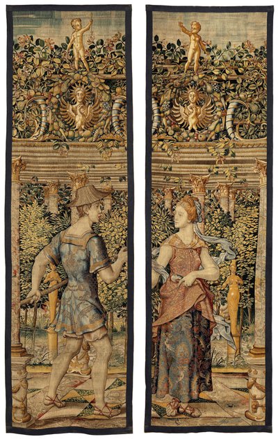 Vertumnus og Pomona: Vertumnus forvandlet til en fisker, ca. 1550 (gull, ull og silke) av Pieter Coecke van Aelst