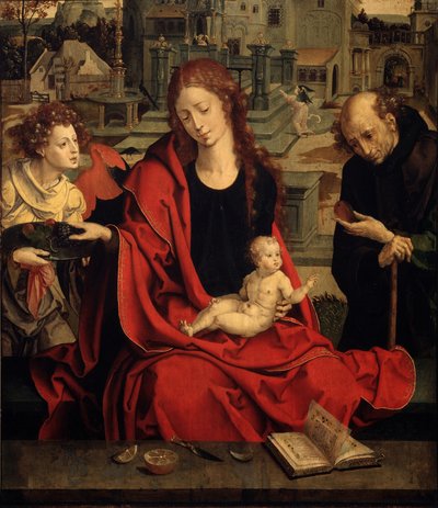 Den hellige familie med en engel av Pieter Coecke van Aelst