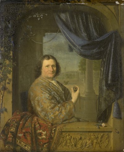 Portrett av en mann som holder en klokke, 1688 av Pieter Cornelisz Slingelandt van
