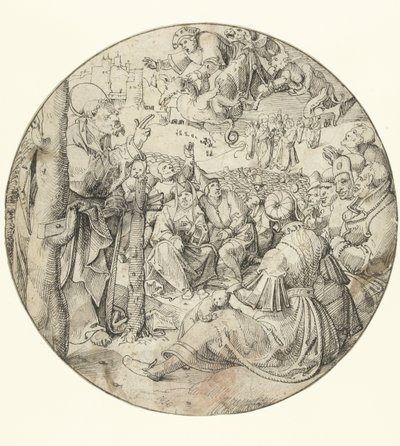 Peter forårsaker Simon tryllekunstnerens fall av Pieter Cornelisz. genaamd Kunst