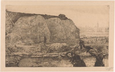 Gård med høyskår på Jaagpad i Amsterdam av Pieter Dupont (signed by artist)