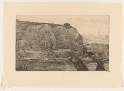 Gård med høyskår på Jaagpad i Amsterdam av Pieter Dupont (signed by artist)