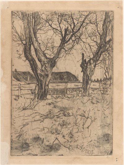 To stangpiler til gjerde av Pieter Dupont (signed by artist)