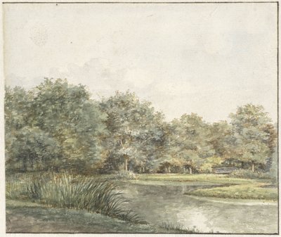 Landskap med trær ved vannet av Pieter Ernst Hendrik Praetorius