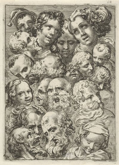 Studieark med nitten hoder av Pieter Feddes van Harlingen