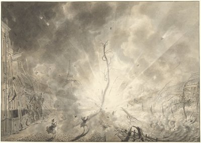 Kruttkatastrofen i Leiden, 12. januar 1807 av Pieter Gerardus van Os (signed by artist)