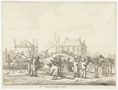 Kjernemelksgrøft i Naarden, 11. januar 1814 av Pieter Gerardus van Os (signed by artist)