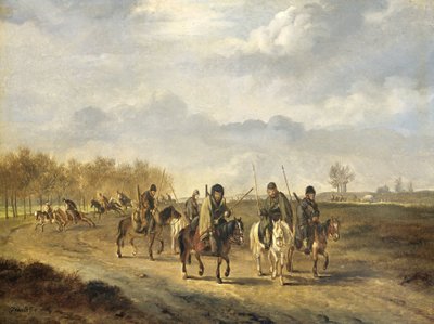 Kosakker på en landevei nær Bergen i Nord-Holland, 1813 av Pieter Gerardus van Os