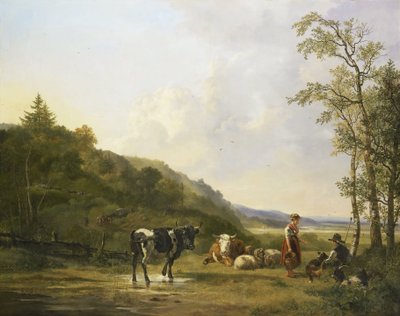 Landskap med gjetere og storfe av Pieter Gerardus van Os