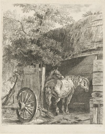 To hester i en låve av Pieter Gerardus van Os