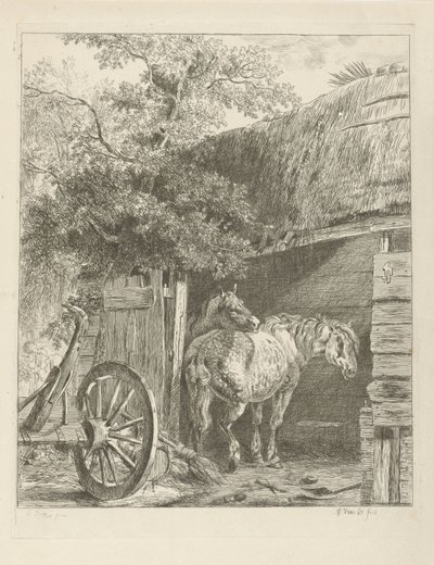 To hester i en låve av Pieter Gerardus van Os