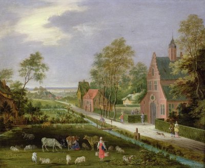 Landsbylandskap (olje på kobber) av Peeter Gijsels