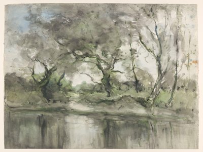 Trær ved vannkanten av Pieter H.J.J. Ras (signed by artist)