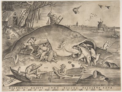 Stor fisk spiser liten fisk, 1557 av Pieter Heyden van der
