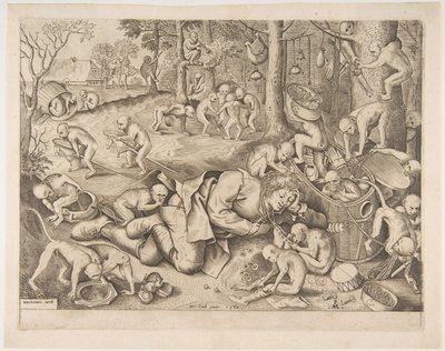 Kjøpmannen ranet av aper, 1562 av Pieter Heyden van der