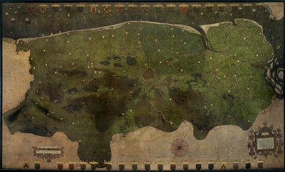 Kart over Castellany of Brugge (olje på lerret) av Pieter II Claeissens