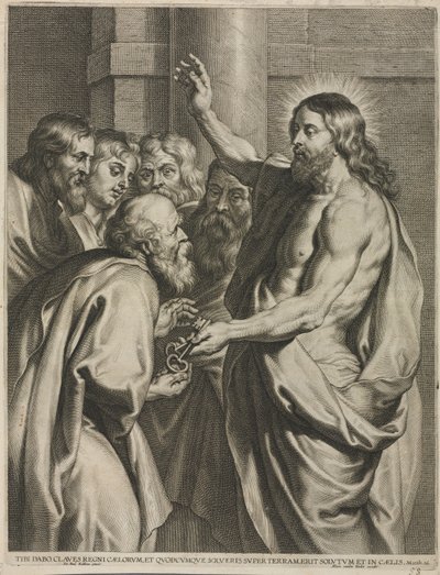 Kristus gir nøklene til Peter av Pieter I de Jode