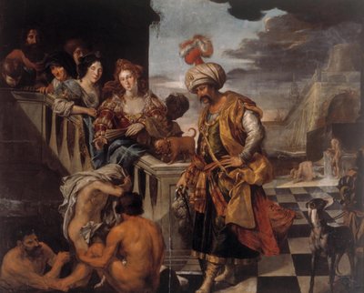 Bading i en orientalsk havn av Pieter Isaacsz
