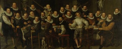 Selskapet til kaptein Gillis Jansz Valckenier og løytnant Pieter Jacobsz Bas, Amsterdam, 1599 av Pieter Isaacsz.