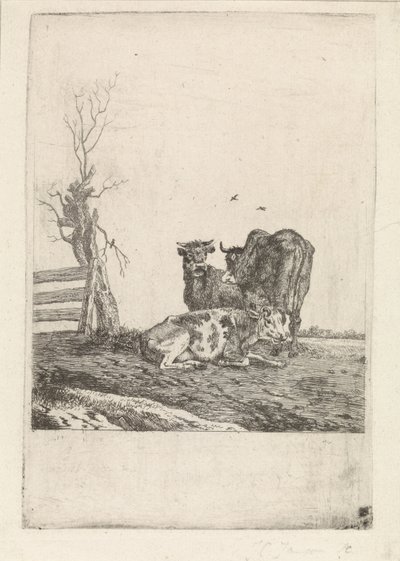 Landskap med tre kyr av Pieter Janson