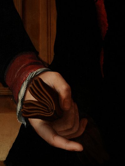 Detalj av portrett av Jan van Eyewerve av Pieter Jansz. Pourbus