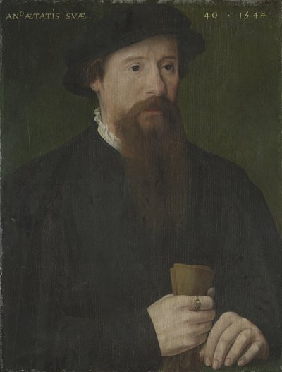 Portrett av en mann som holder hanskene av Pieter Jansz. Pourbus