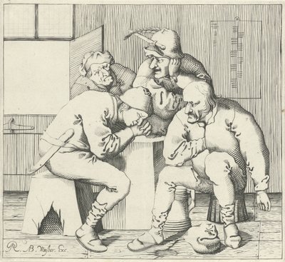 Fire menn rundt et bord av Pieter Jansz Quast (possibly)