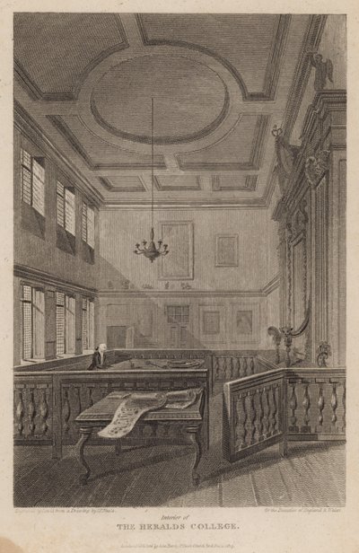 Interiør av The Heralds College av Pieter Jansz. Quast