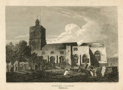 Stepney Church, London (gravering) av Pieter Jansz. Quast