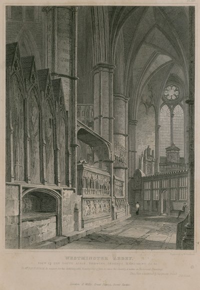 Utsikt over sørgangen som viser Seberts monument, Westminster Abbey av Pieter Jansz. Quast