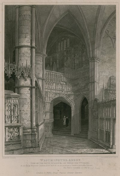 Utsikt over sørskjermen til Henry the Fifth Chapel, Westminster Abbey av Pieter Jansz. Quast