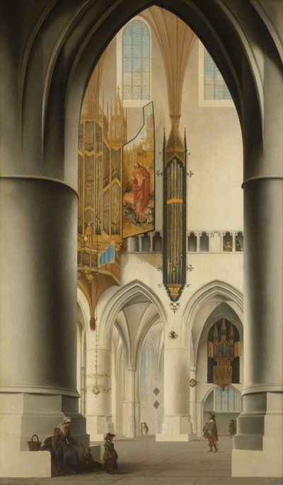 Interiør i kirken St Bavo i Haarlem Interiør av St Bavokerk i Haarlem, sett fra det sørlige ambulatoriet, ser over koret til det nordlige ambulatoriet og det store orgelet av Pieter Jansz Saenredam