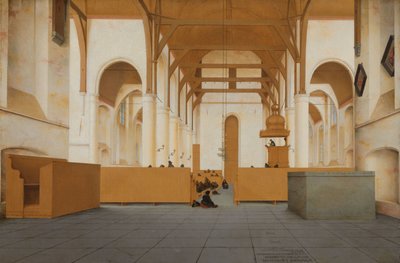 Interiør av Sint-Odulphuskerk i Assendelft Interiør av St Odulphuskerk i Assendelft, sett fra koret mot vest av Pieter Jansz Saenredam