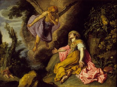 Hagar og engelen, 1614 (olje på tre) av Pieter Lastman