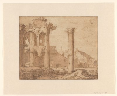 Forum of Nerva i Roma, sett fra Minervas tempel av Pieter Lastman