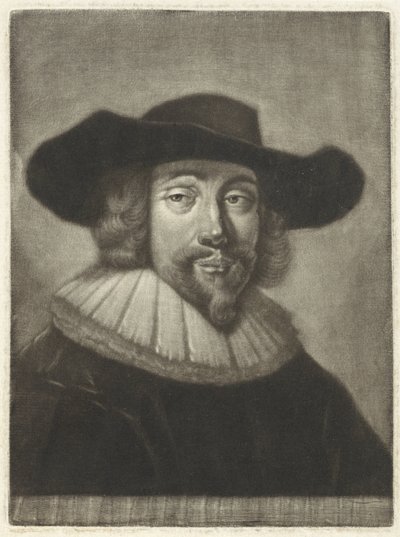 Portrett av en mann med hatt og krage av Pieter Louw