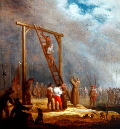 En henrettelse ved en galge (olje på panel) av Pieter Meulener