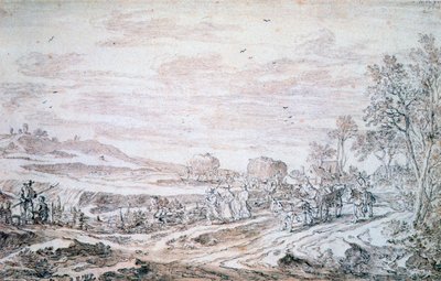 Landskap med høstere, c1615-1661 av Pieter Molijn