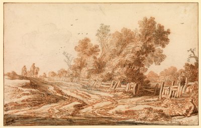 Landskap med reisende på en vei, 1653 - 1657 av Pieter Molijn