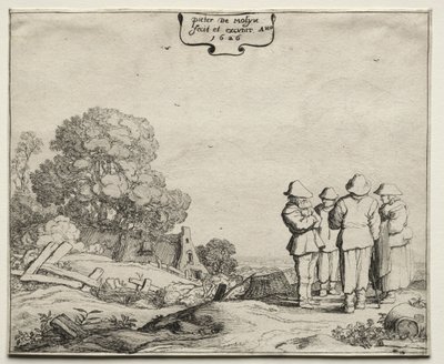 Landskap med fire bønder i samtale, 1626. av Pieter Molyn