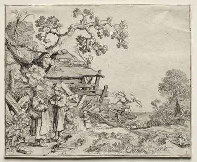 Landskap med to bønder i samtale, 1626. av Pieter Molyn