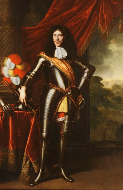 Portrett av en gentleman, muligens et medlem av Hohenzollern, i full lengde, i rustning, av Pieter Nason