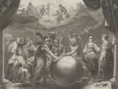 Plate 12: Allegory on the Discord in France, fra Caspar Barlaeus, Medicea Hospes, 1638. av Pieter Nolpe